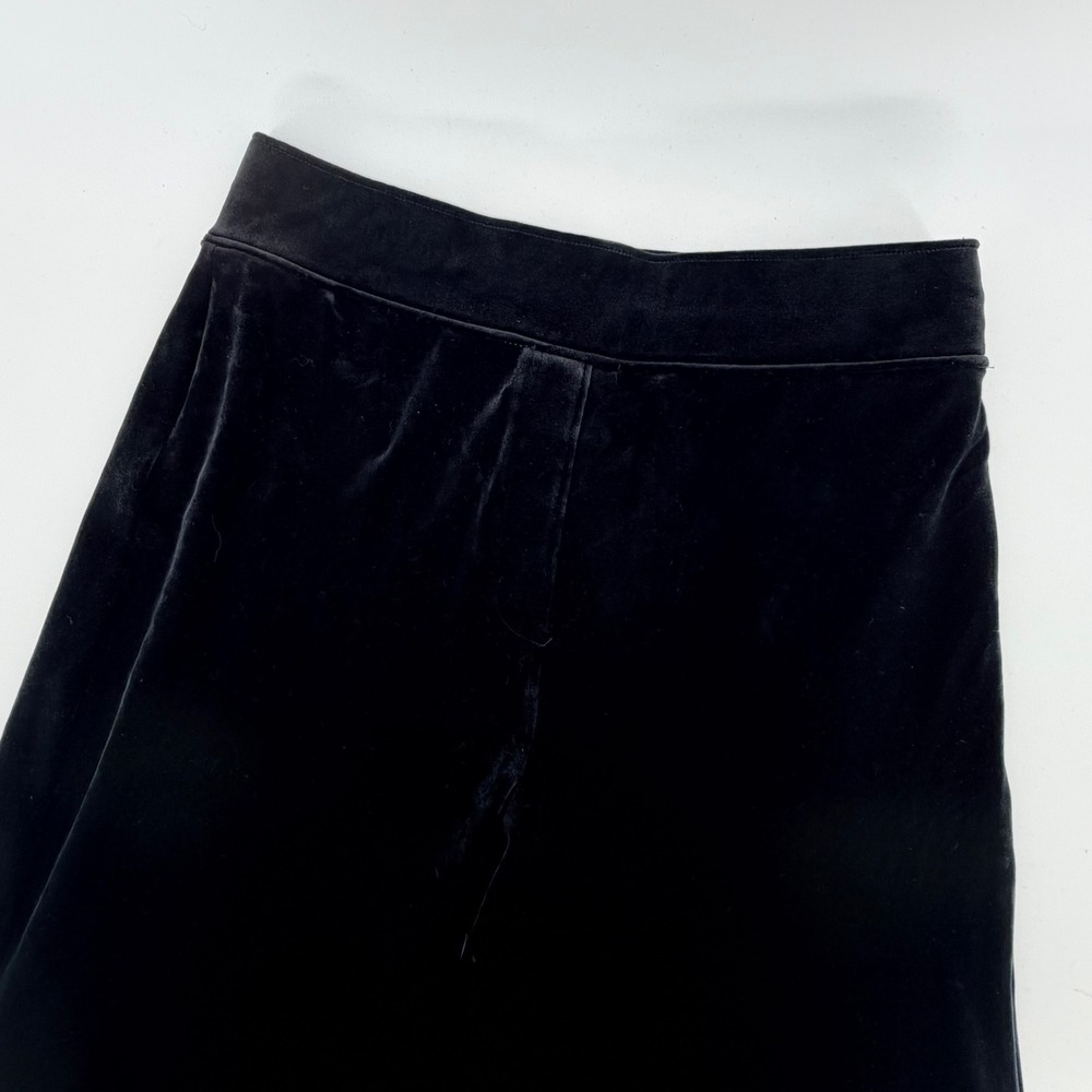 Spanx Velvet Wide Leg Pants Size Medium Black Shaping High Rise Slit Hem